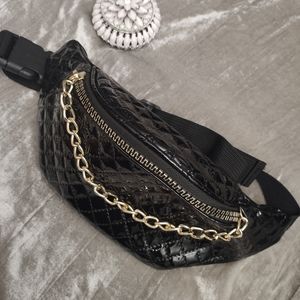 Quilted Gold Chain Belt Fanny Pack